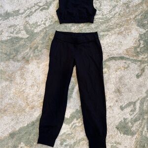 Norma Kamali Black Track Pants and Crop Top Set